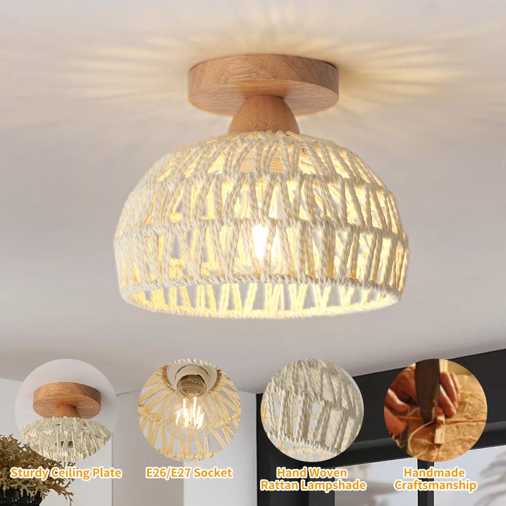 Hanglamp Vintage touw hanglamp E27 hanglamp retro plafondlamp industriële smeedijzeren hanglamp loft plafond hanglamp rustiek henneptouw rond ijzeren kooi restaurantlamp plafondlamp