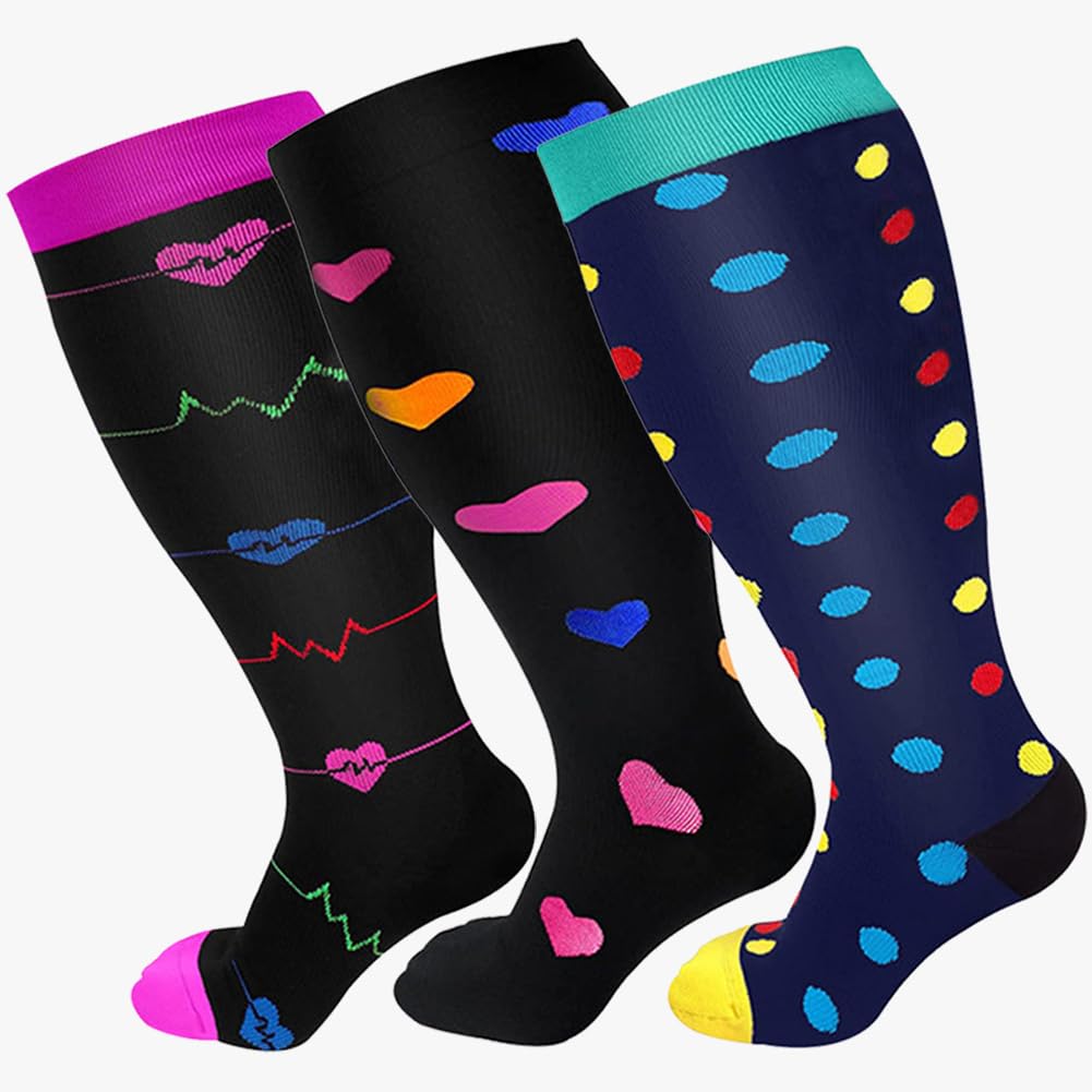 2XL-4XL Calze Compressione,Calze a Compressione da Donna,Calze a Compressione,Calzini sportivi,Calzini di compressione al ginocchio