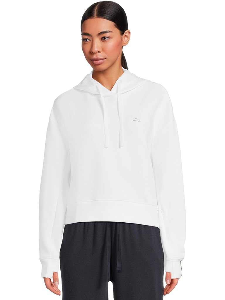 White Lacoste Short Cut Cotton Hoodie