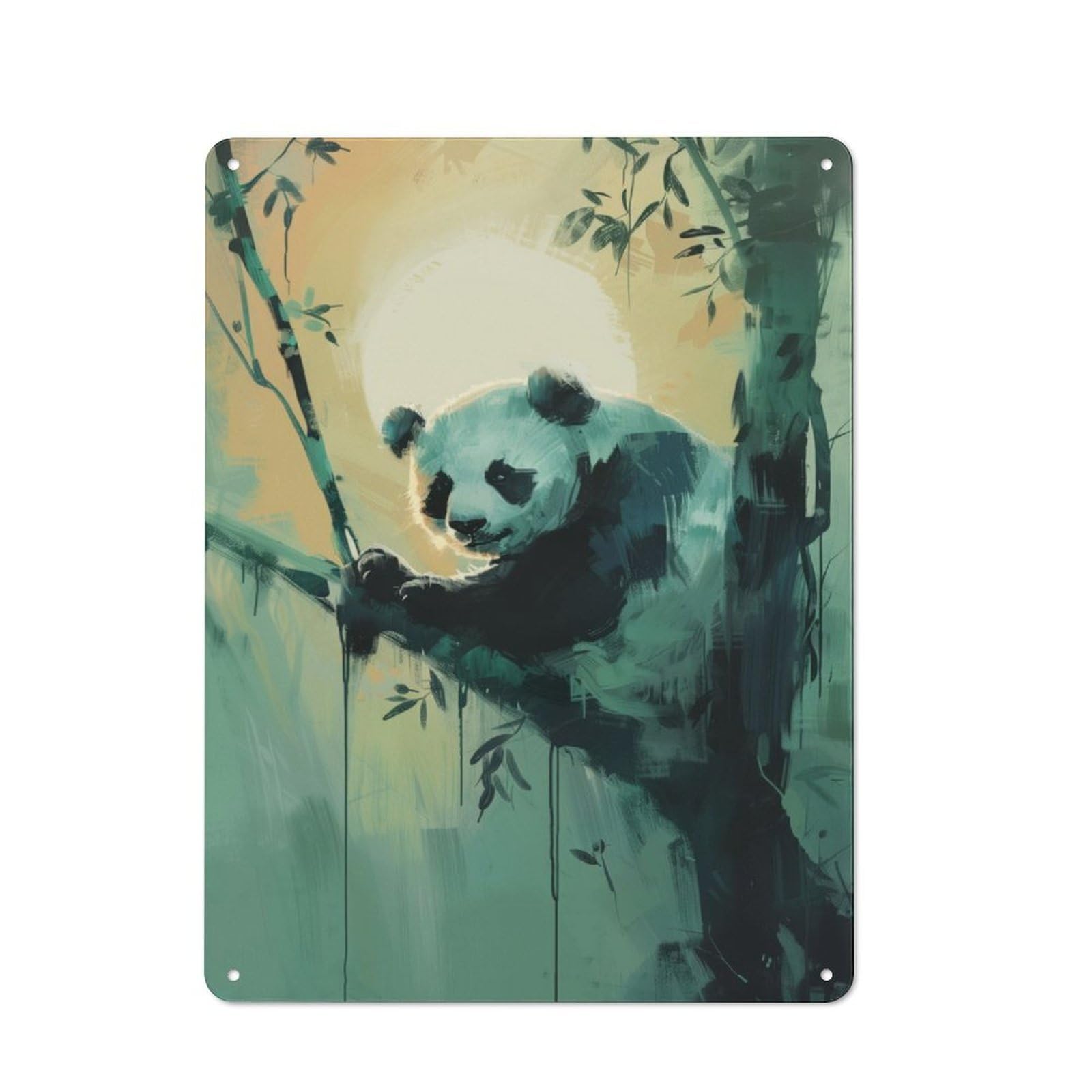 Junmoney Panda In The Bamboo Vintage Tin Sign 40X30cm With For Bar Or Restaurant, For Kitchen, Dining Room And Home Bar Wall Decor