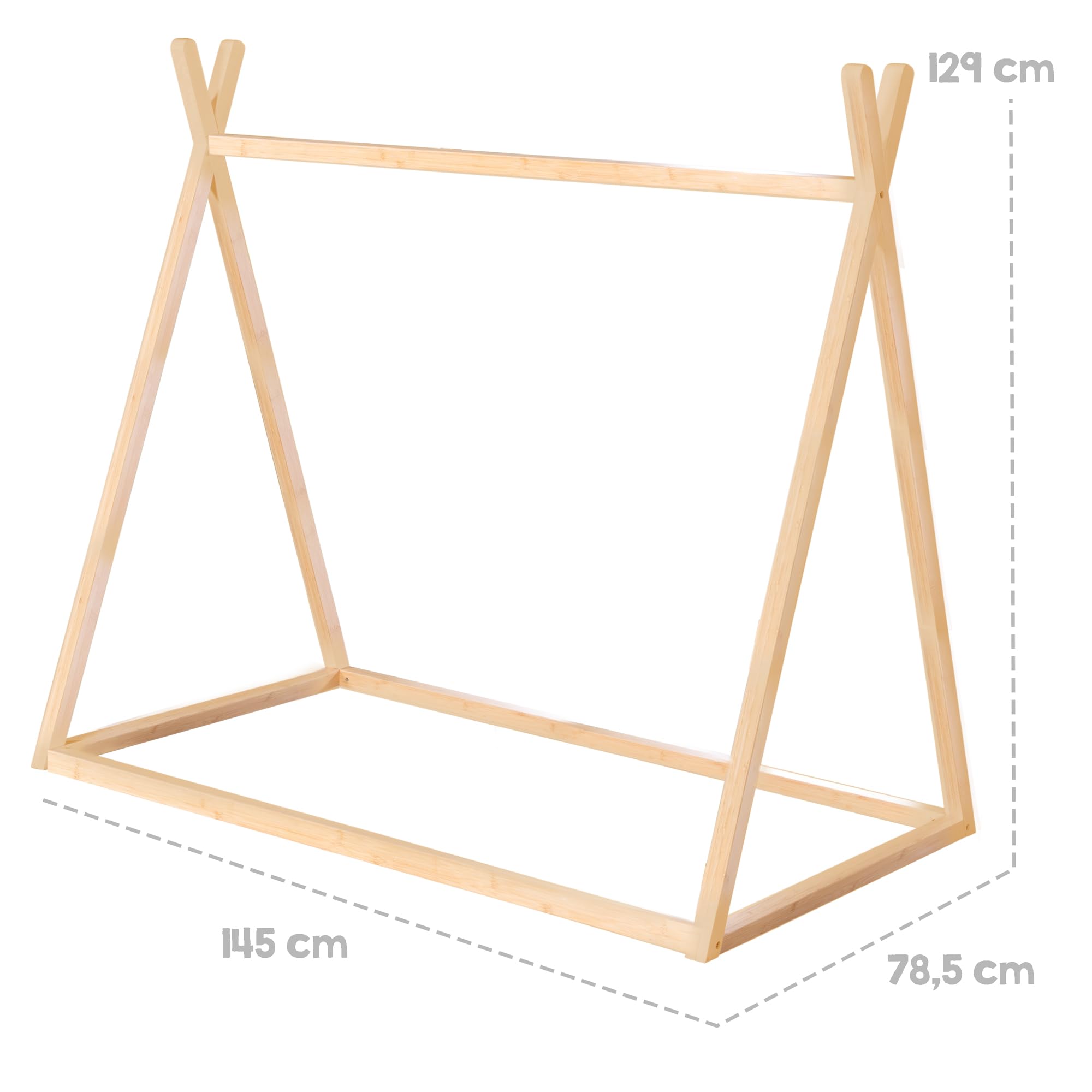 roba Cuna Tipi 70 x 140 cm en Forma de Tienda - Cama Infantil Según Principio Montessori - Fabricada en Madera de Bambú Certificada por FSC - Lugar para Jugar, Leer y Abrazar - Natural