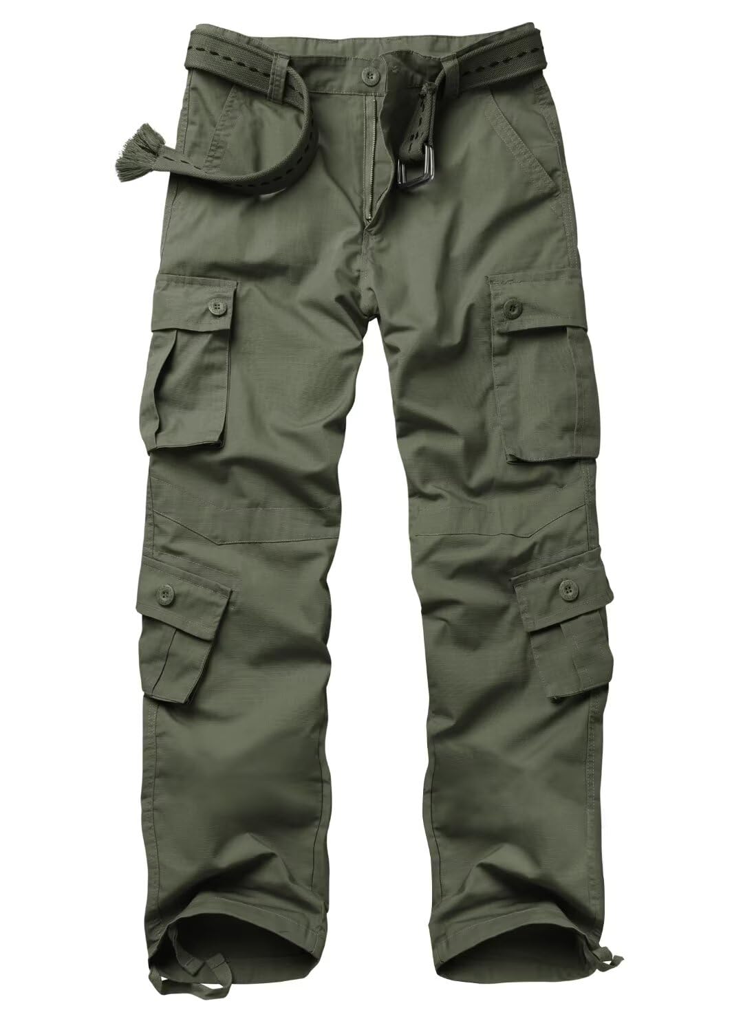 Vatinnt Men's Army Green Cargo Trousers 8-Pocket Hiking Work Trousers 3355 Armygreen 30