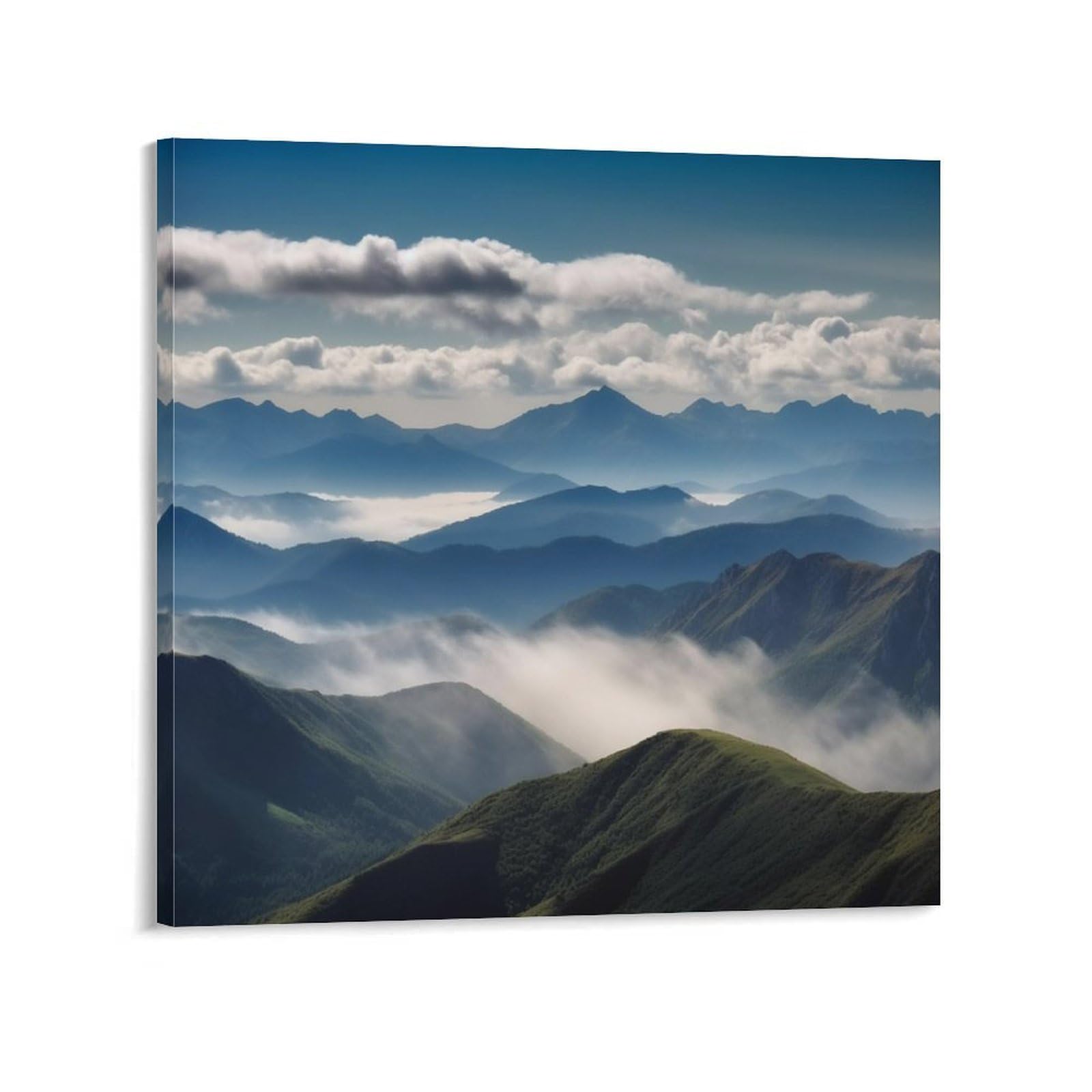 Landscape With Mountains And Clouds Canvas Wall Art for Bedroom 24x24inch Canvas Prints Artwork for Walls Modern Picture Artwork Painting for Living Room Aesthetic Wall Paintings for Bathroom