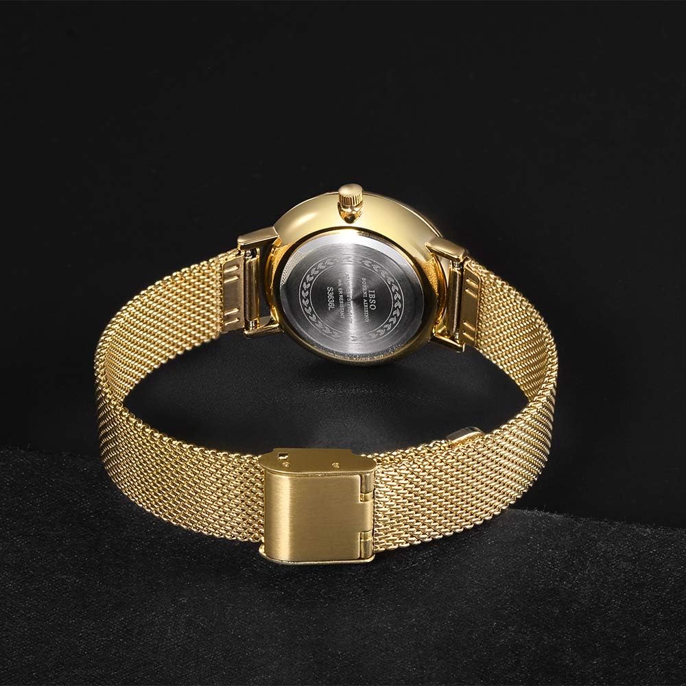 IBSO Relogio Feminino - Reloj de pulsera de acero inoxidable para mujer, de cuarzo, impermeable, malla