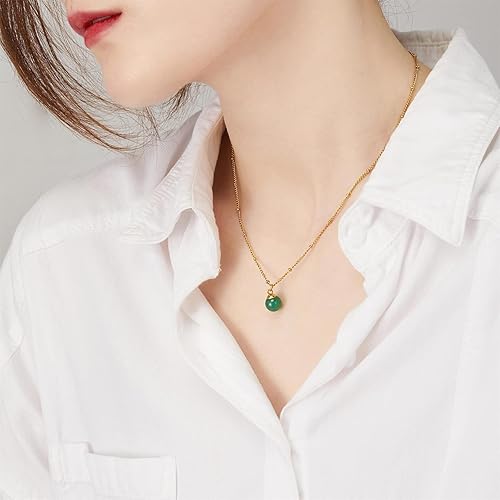 Miniatura 2 de Natural Jade Necklace for Women 18K Gold Plated Green Jade Pendant Necklace Good Luck Necklaces Anniversary Gifts for Mom Lover
