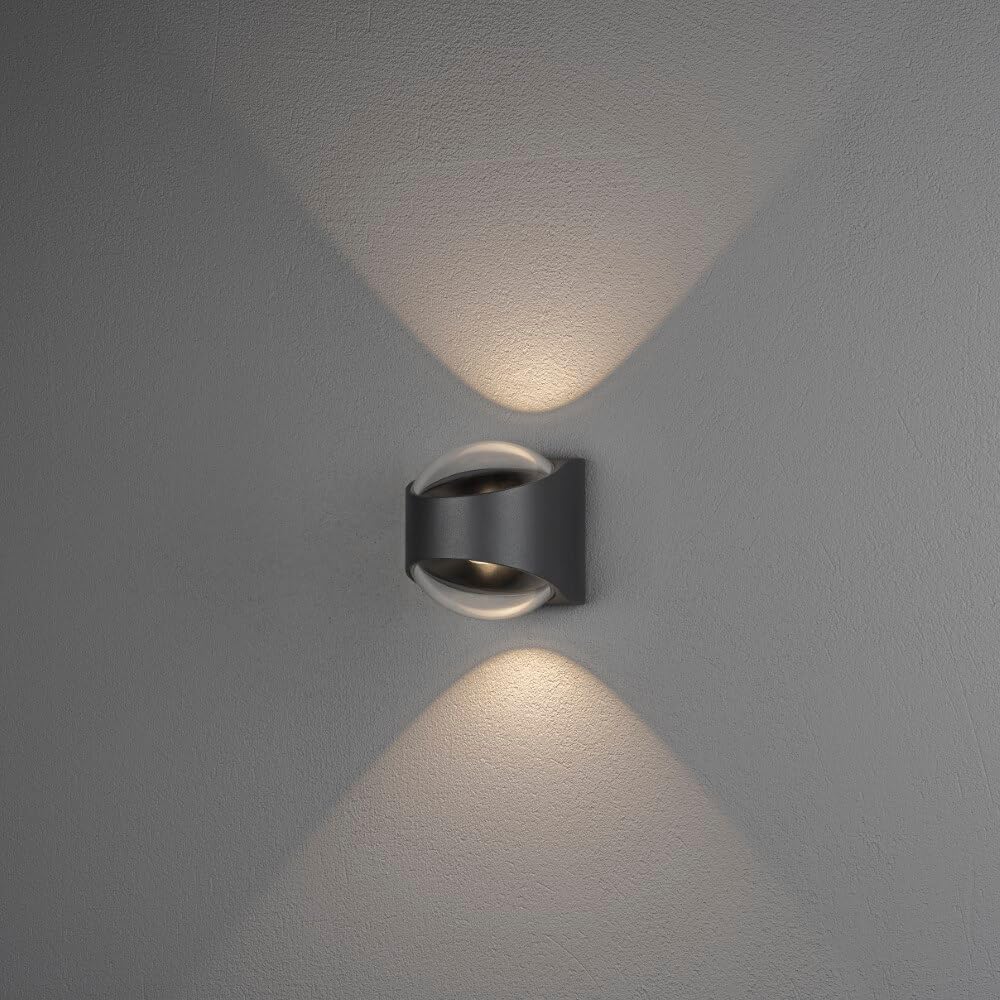 Konstsmide Light/Dark/Grey Bitonto Ip54 Twin 5.5W Led Wall In