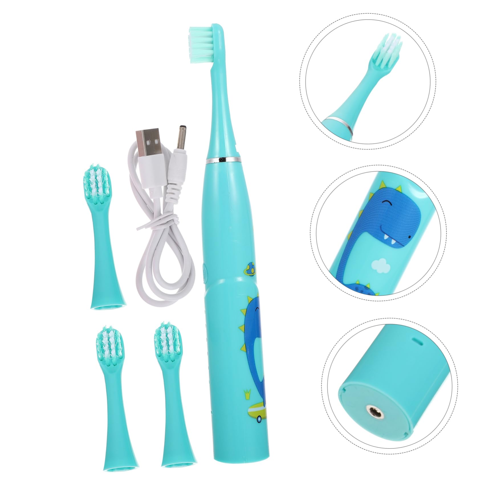 Ipetboom 3sets Spazzolino Elettrico Per Ragazzo Ragazza Cartoni Animati Design e Portatile Carica Facile Setole Morbide Per Denti Sensibili