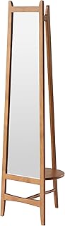 [市場] ミラーハンガー charl 全身鏡 ブラウン 幅 40 × 奥 45 × 高 160 cm いちばかぐ M-3714
