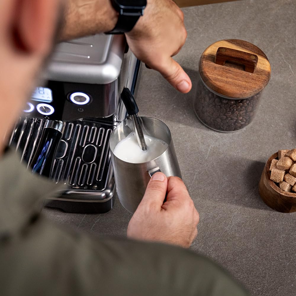 Cecotec Macchina Espresso Barista Power Espresso 20 Barista Steel & Grind. 2200W, 20Bar, Macinacaffè Conico, 2.1L Serbatoio Acqua, 180g Caffè, 30 Livelli, Thermoblock, Doppio Braccio, Accessori