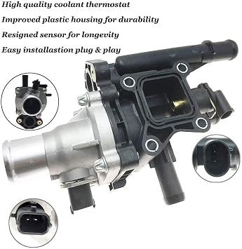 Engine Coolant Thermostat Housing with Sensor Gasket for 2011-2016 Chevrolet Cruze 2012-2017 Chevrolet Sonic 2013-2017 Chevrolet Trax Replaces 25192228