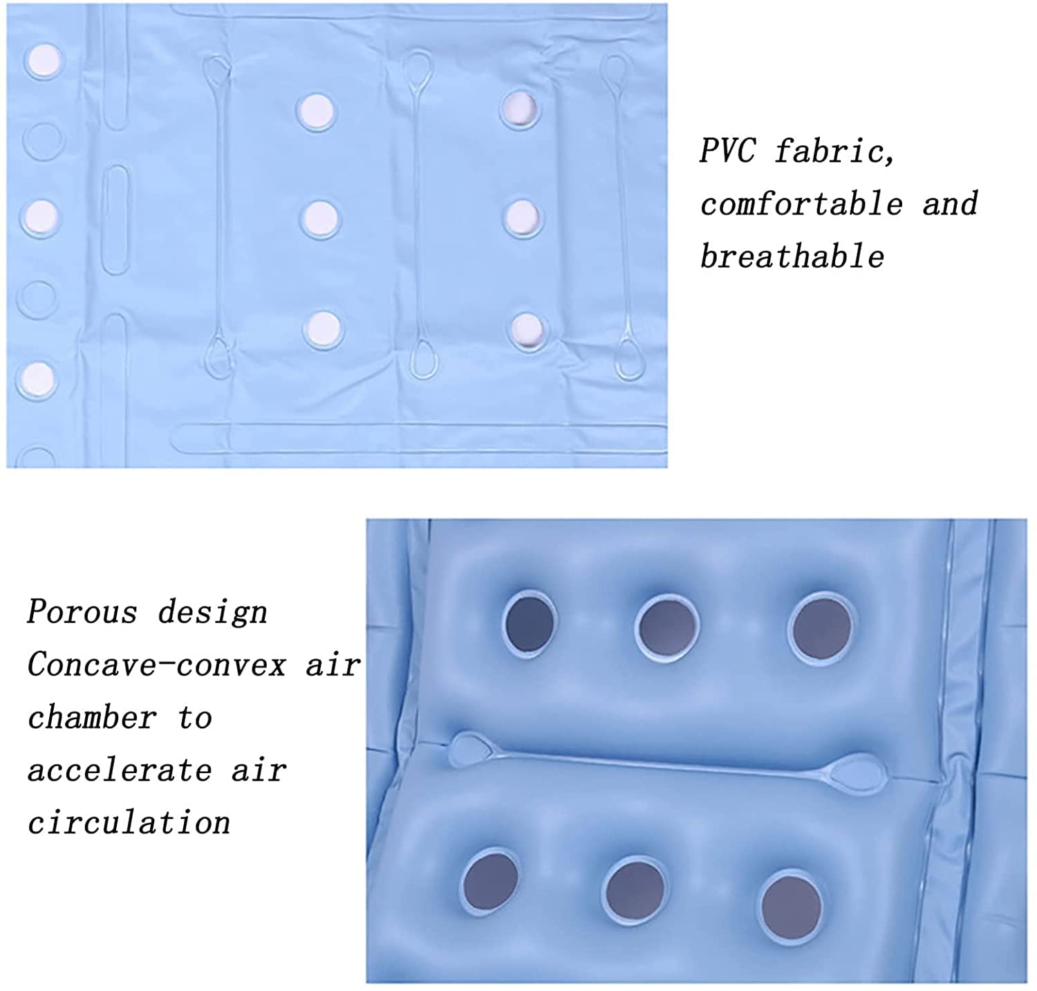 FOOJO Cojín De Asiento Inflable Portátil, Cojín De Asiento Ergonómico Inflable De Aire Asiento De Dolor De Presión Cuadrado Antiescaras, para Silla De Ruedas Y Uso Diario, Azul