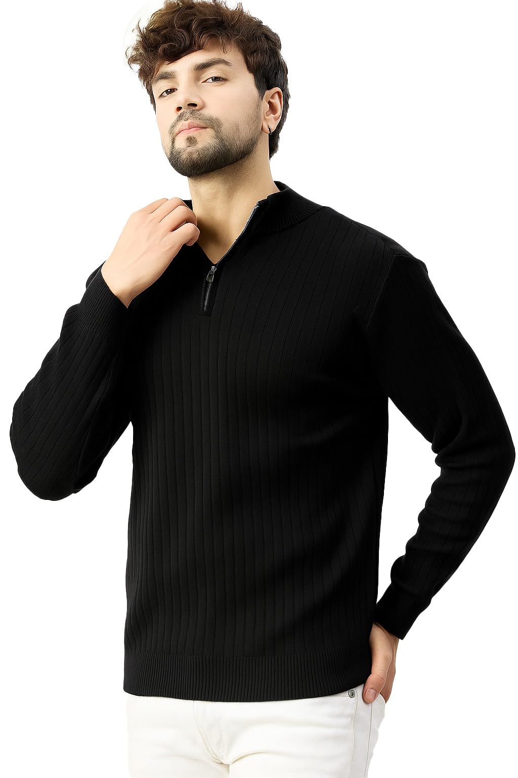 pivl Men's Winter Half Zip Solid Warm Sweater-picture-15