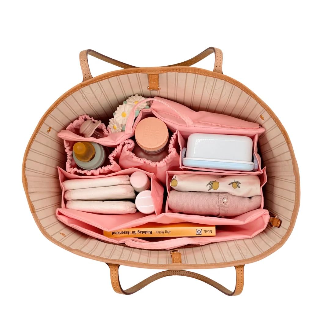 Classic - Baby Wickeltasche Handtasche Organizer, zahlreiche Fächer, wasserabweisend und waschbar flexibel für Shopper/Rucksäcke - Bag in Bag (Blossom Pink)