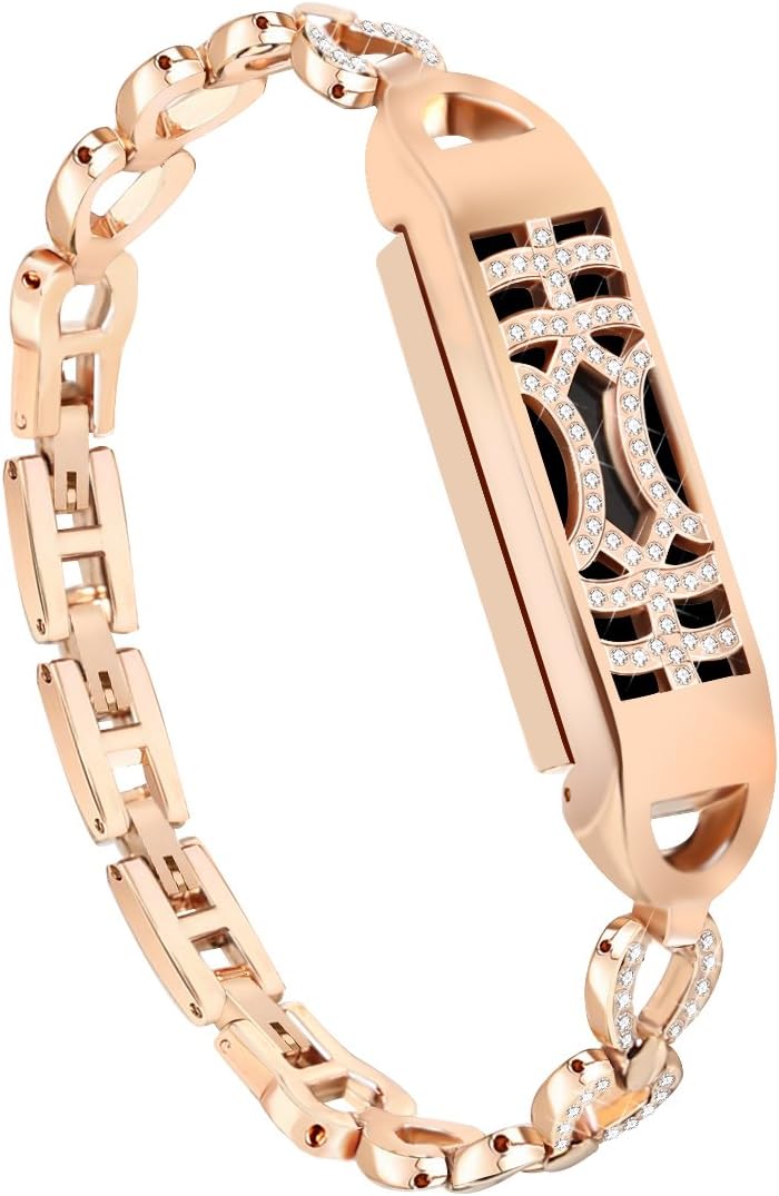 NaHai for Fitbit Flex 2 Bands Bracelet, Adjustable Replacement Metal Bangle Newest Unique Magnetic Adsorption Switch Design Wristband with Diamond for Fitbit Flex 2