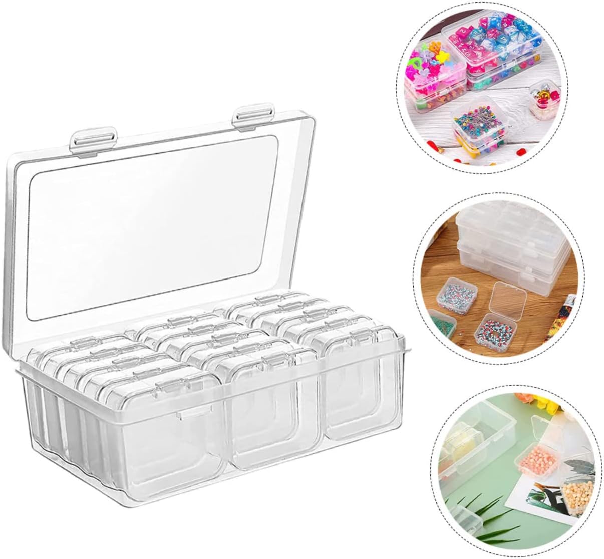 Transparent Jewelry Organizer Box with Multi-grid Dividers Portable Plastic Storage Container for Beads Jewelry and Crafts Travel and Home Use