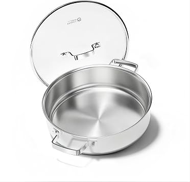 COOKER KING 5Qt Saute Pan w/Lid, Stainless Steel Braiser, Chicken fryer