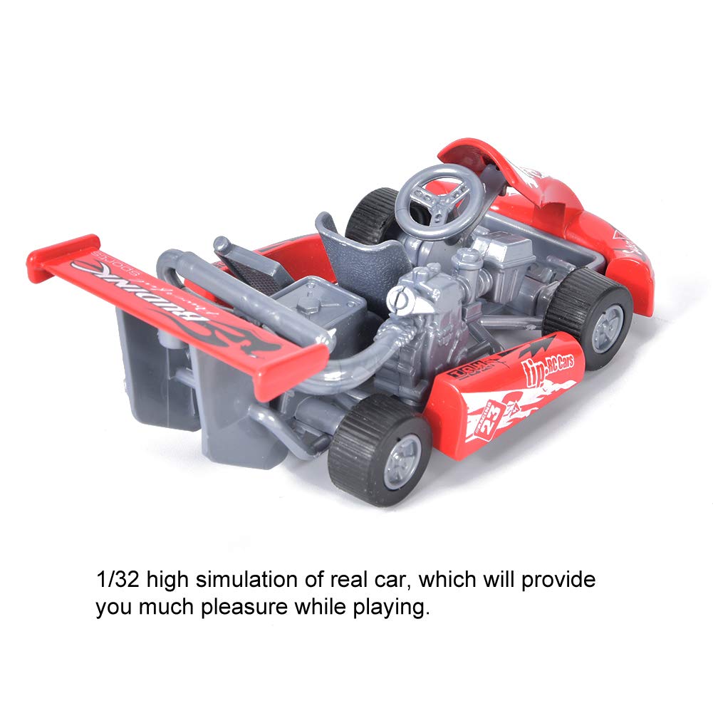 Akozon 1:32 Scale Alloy Go Kart Racing Car Model Pull Back Ornaments for (Red), Approx.6.7x13x4cm/2.6x5.1x1.6in - Image 2