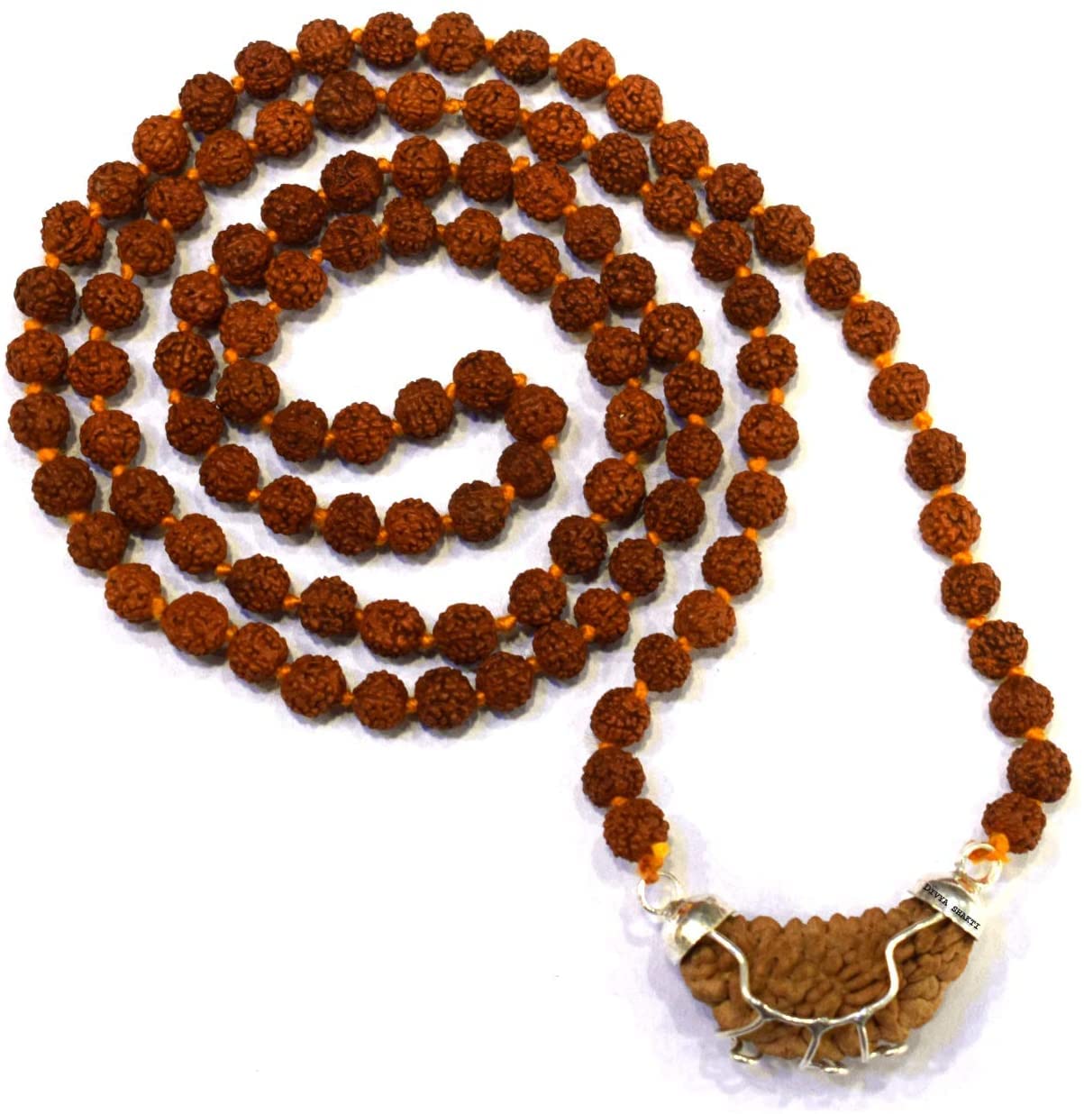 Divya Shakti Brown Certified Ek Mukhi/One Face/One mukhi Rudraksha Mala Pendant for Men and Women (25 mm), Metal, Rudraksha