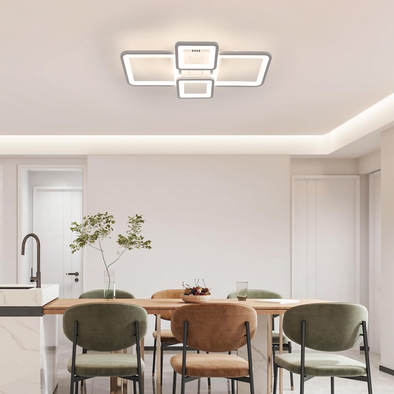 Comely Plafoniera LED Soffitto Dimmerabile, 54W 6000LM Lampada da Soffitto | Con Telecomando, Bianco Quadrato Lampadario LED Soffitto in Acrilico per Camera da letto Soggiorno Sala da Pranzo