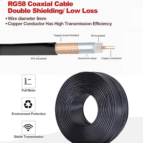 Miniatura 6 de Cable de extensión de antena SMA  65.6 ft (65.6 pies), cable coaxial RG58 SMA macho a SMA hembra RF Cable de baja pérdida para 3G 4G LTE Router