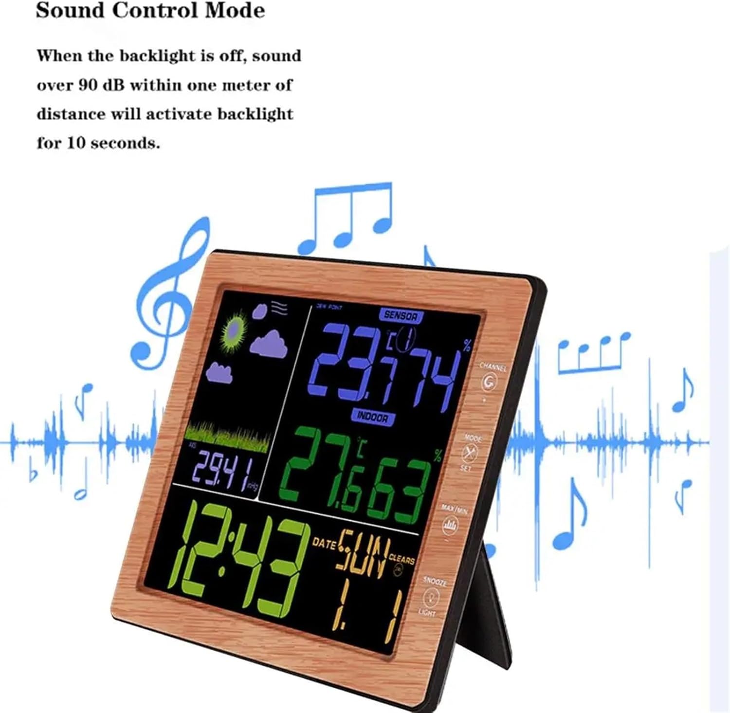 Wireless Weather Station Clock Control Creative Weather Forecast Clocks Outside Sensor Backlight for Indoor Outdoor