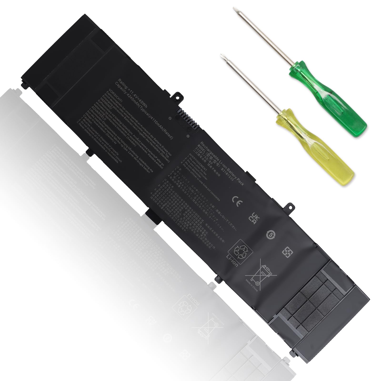 JIMACRO B31N1535 Batteria Compatibile con ASUS UX310U UX310UA UX310UQ UX310UF UX410UQ UX410UA UX3410UQ UX3410UA RX310 Series Notebook 0B200-02020000 3ICP7/60/80 LP31LG141-1 0B200-02020100 Batteria