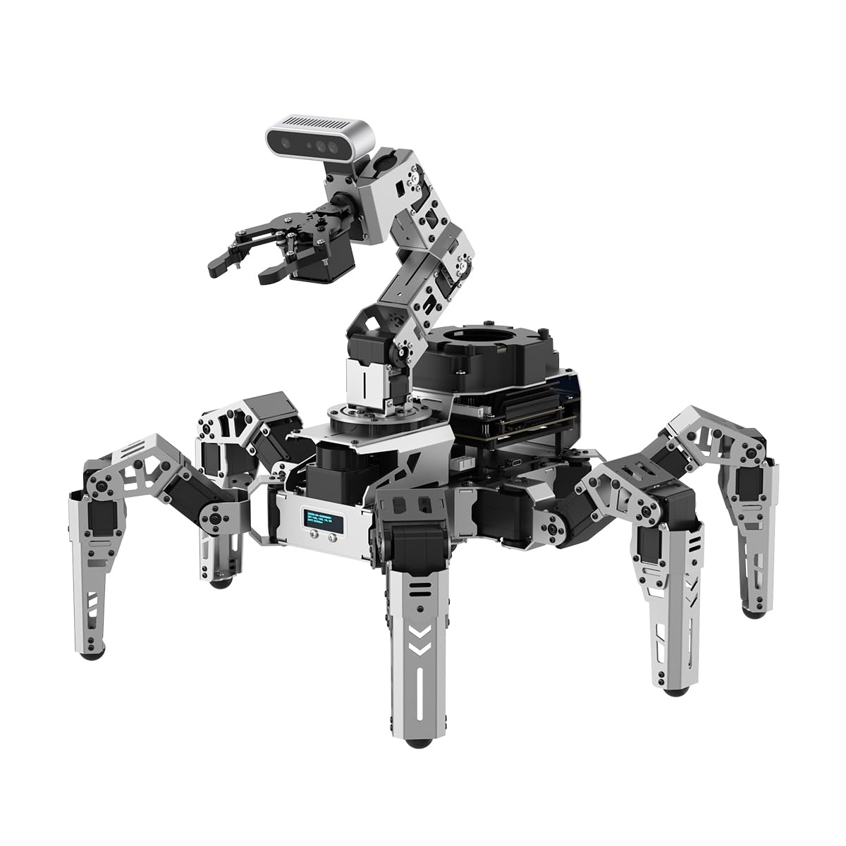 HIWONDER ROS2 Jetson Hexapod con OpenClaw Grandi Modelli AI ChatGPT Mappatura SLAM 3D AI Vision Scena Vocale Comprensione Auto-bilanciamento ROS Education Robot, ROSpider Advanced Kit & Jetson Nano