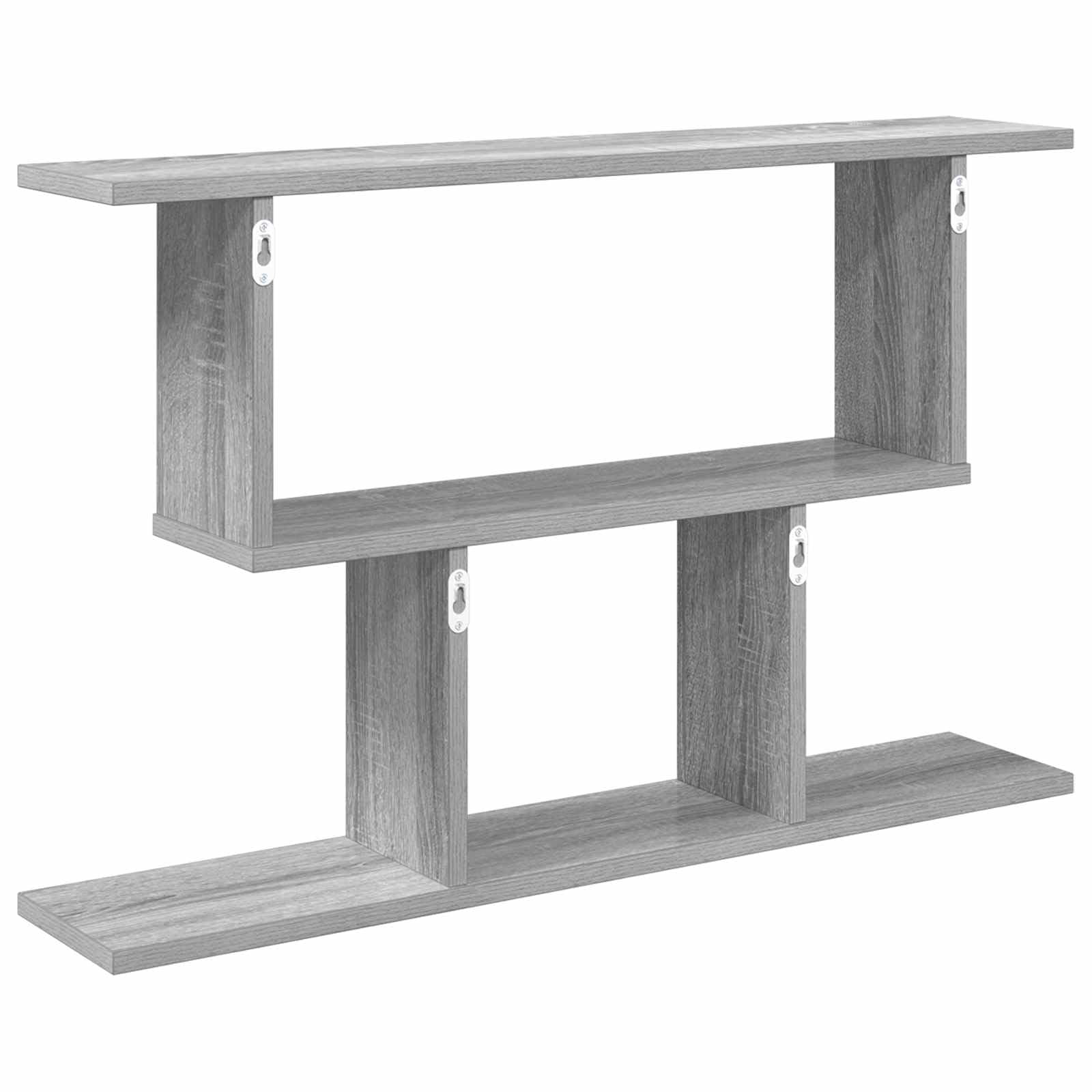 Estantería de pared gris Sonoma de madera 80 x 15 x 50,5 cm con 4 compartimentos, estantería de pared para salón, cocina y baño, estantería flotante estable con mucho espacio de
