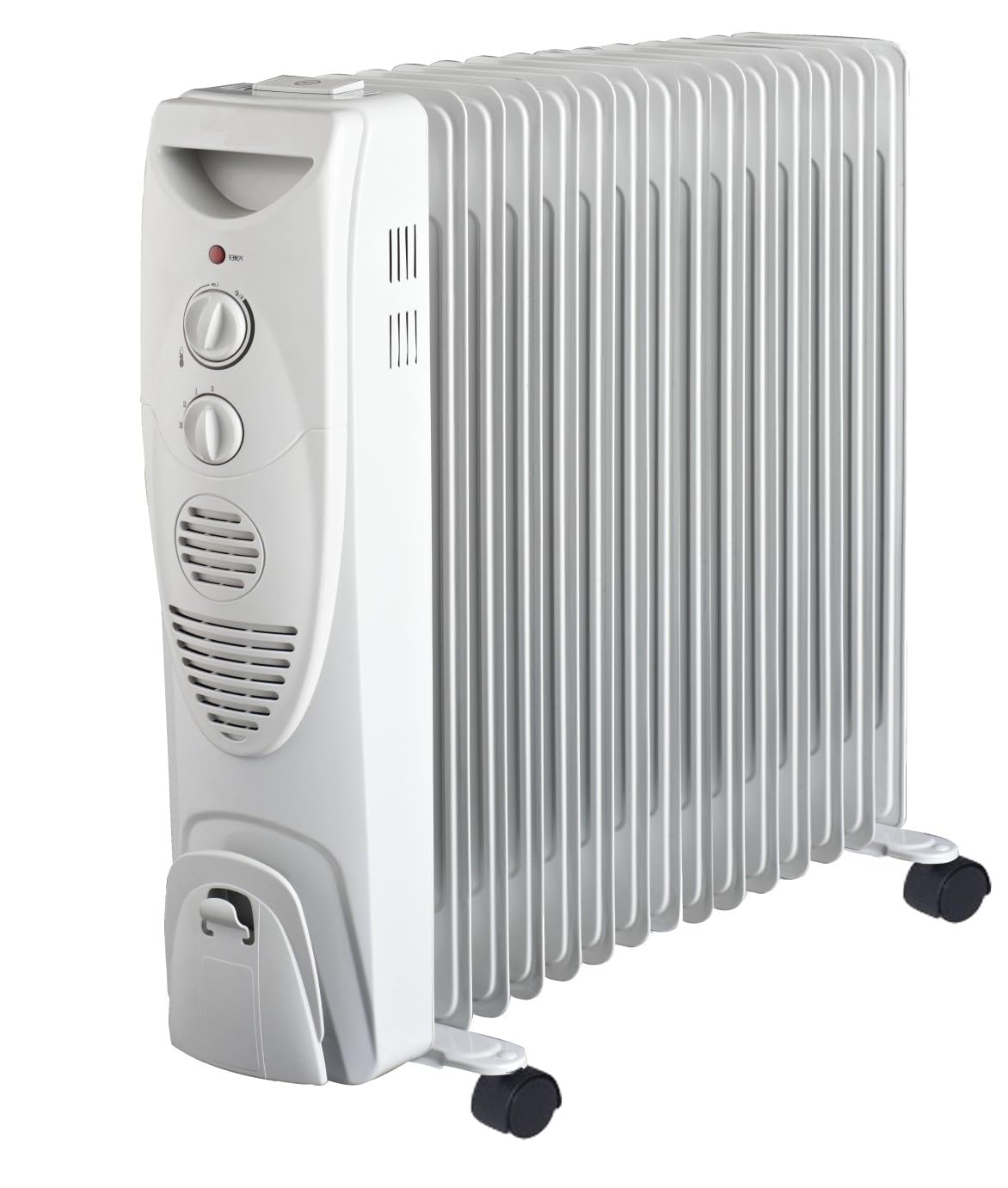 Ölradiator 2000W / 2500W | Mobiler Heizkörper mit Thermostat & 3 Heizstufen | Energiesparender Radiator auf Rollen | Überhitzungsschutz & Kontrollleuchte, Weiß (15-gliedrig, 2500, Watt, 230, Volt)