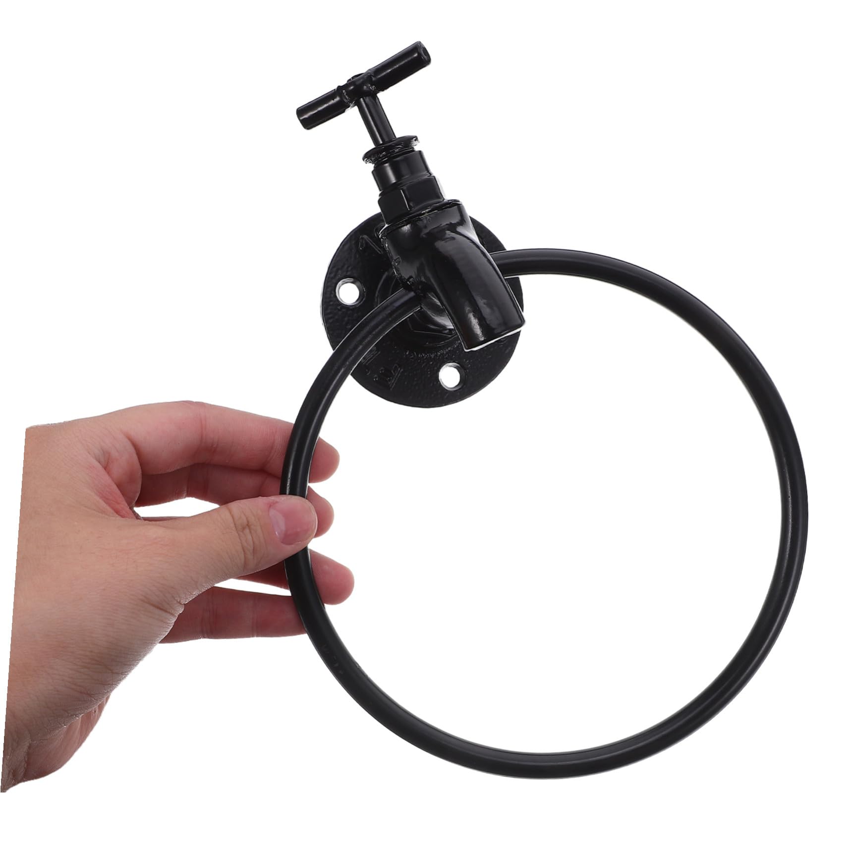 Ciieeo Portasciugamani da Parete Anello Portasciugamani Nero in Ferro per Bagno Cucina Accessori da Bagno