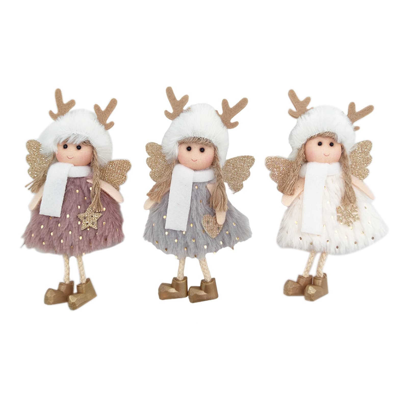 SLDHFE 3PCS Christmas Plush Doll Ornaments, 6.3inch Angel Doll Pendant Tree Hanging Ornaments Christmas Hanging Doll Decorations Decorative Pendant Elves for Xmas Home Decoration