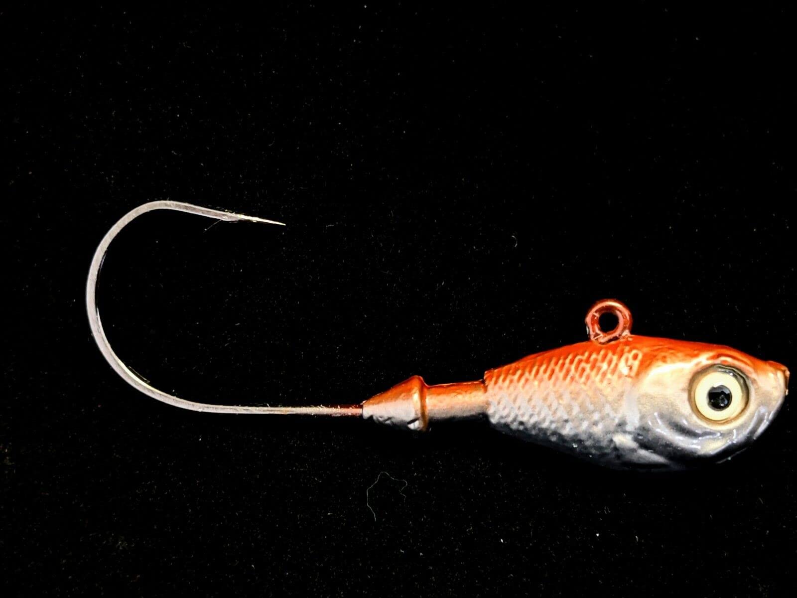 10 "Ultra Minnow Jig Head Powder Coated Swimbait Lure Ultra Point Hook-Cr/Copper 1 oz