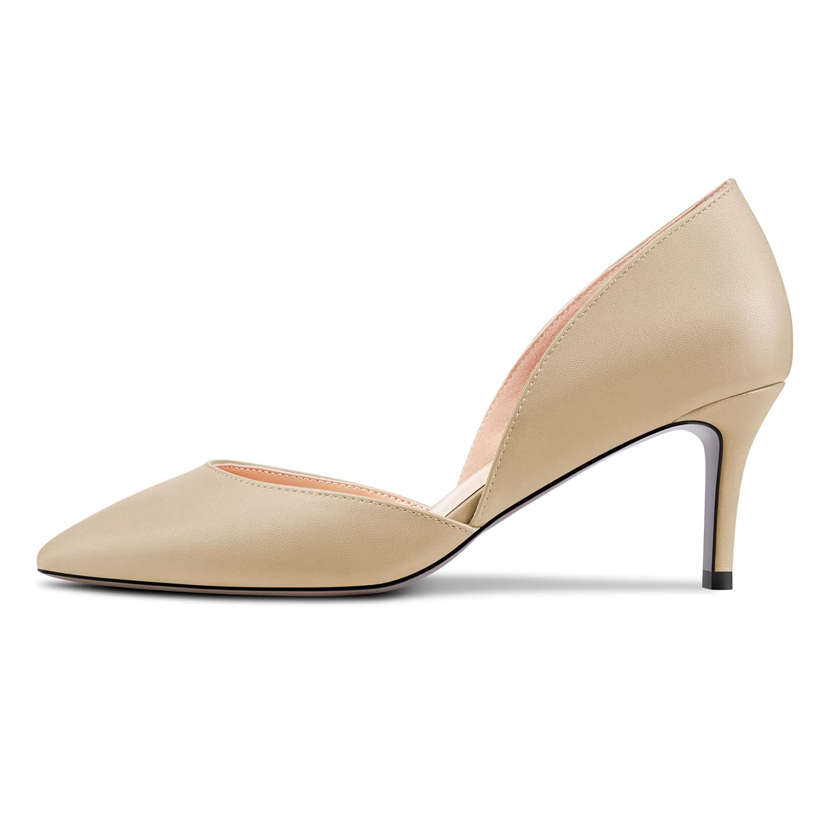 NobleOnly Mujer Aguja Medio Heel Puntiaguada Punta Pumps Two-Piece Slip-on de Boda Sexy 6 CM Heels