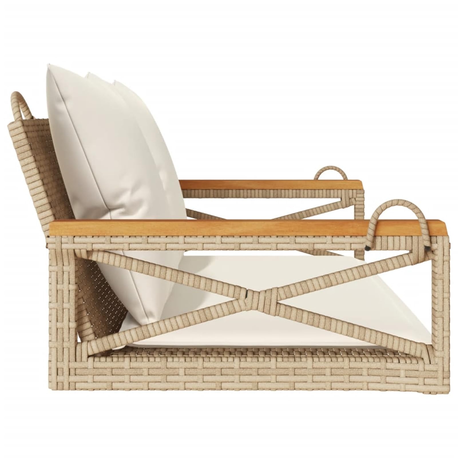 Homgoday Bequeme Rattan-Schaukelbank mit Kissen, beige, 109x62x40 cm, für Außenbereich Model368157