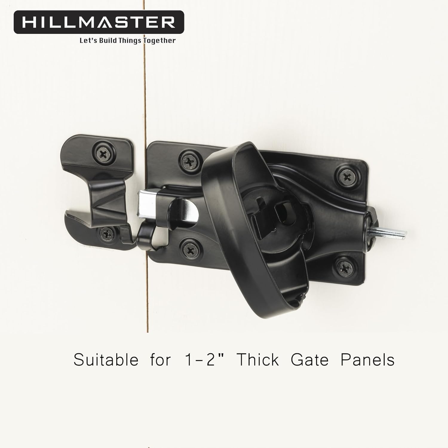 Swing Door Latch Heavy Duty Automatic Locking Gate Handle Latch for Interior & Exterior,Sturdy Door Lock Latch Hardware for Outdoor Wooden Fence,Shed Door,Barn Door,Garage,Black Finish