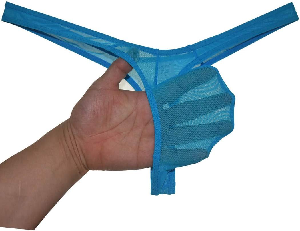 Men's Minimal Coverage Bulge Thong Underwear See-through Mesh Mini Bikini Tangas - Image 2