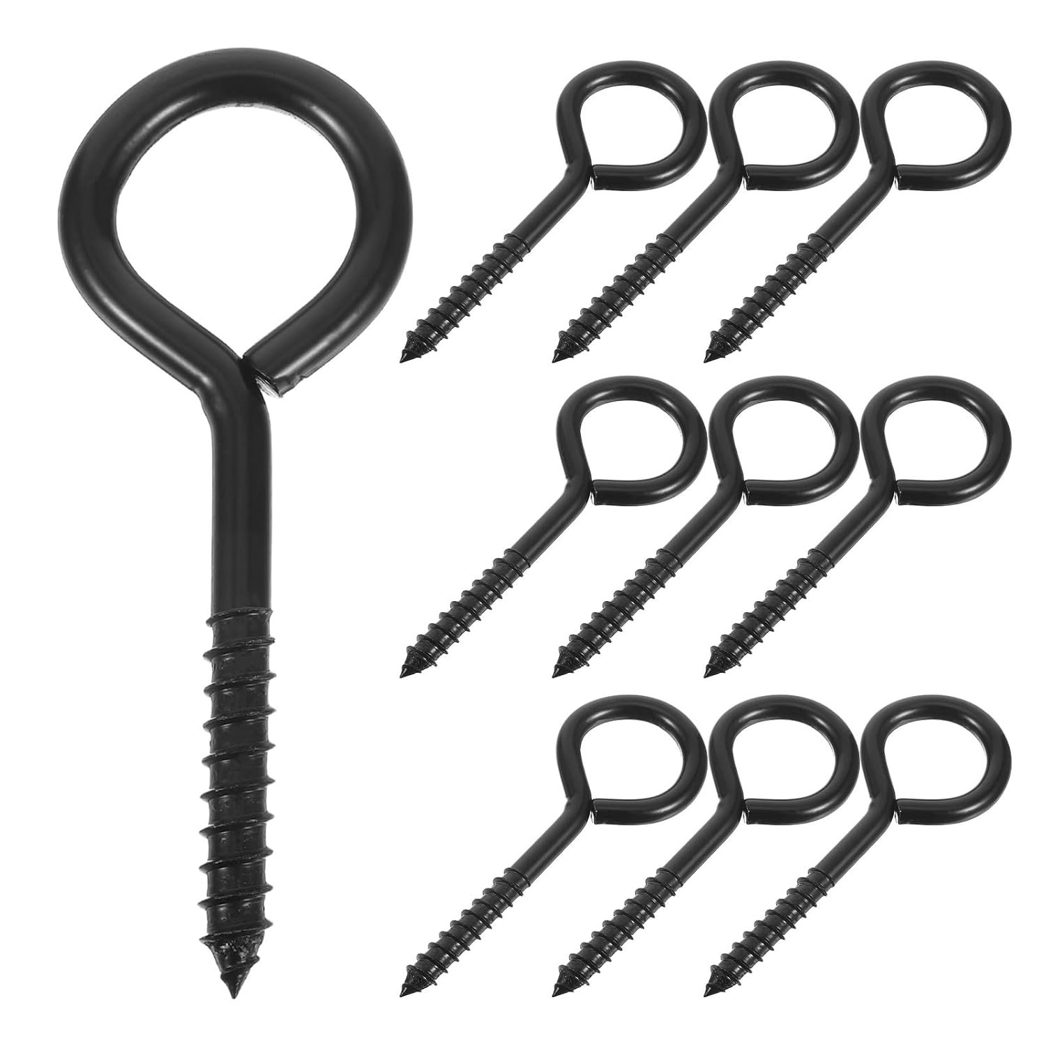 Ipetboom 10pcs Metal Eye Screw Hooks - M10 Self Tapping Eye Bolts for Wood - Eyelet Hook Screws for Threaded Hanging Hardware Party Festival Use
