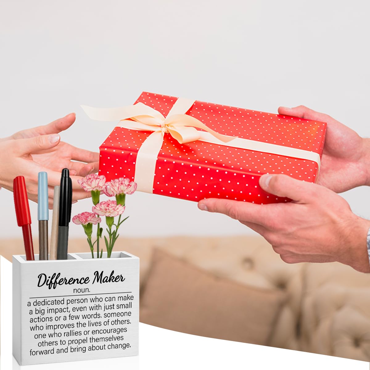 Difference Maker Bosses Day Regali per donne uomini manager divertente decorazione per ufficio per le donne portamatite in legno decorazioni per la festa del capo nazionale regali per leader risorse