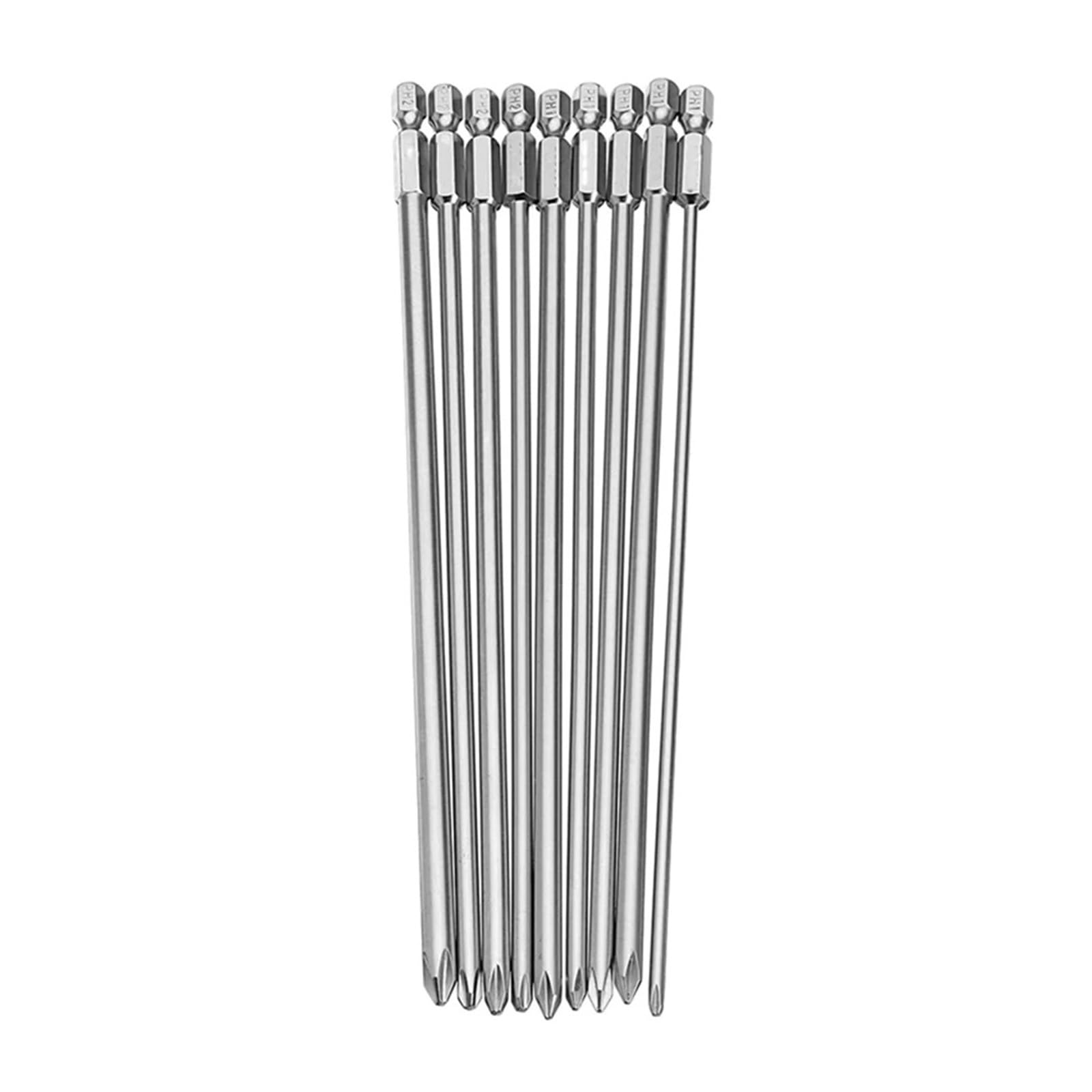 Xchiaueo A 9Pcs Cross Screwdriver Bit 1/4Inch Hex Shank Phillips Head Wind Drill 200Mm Tool