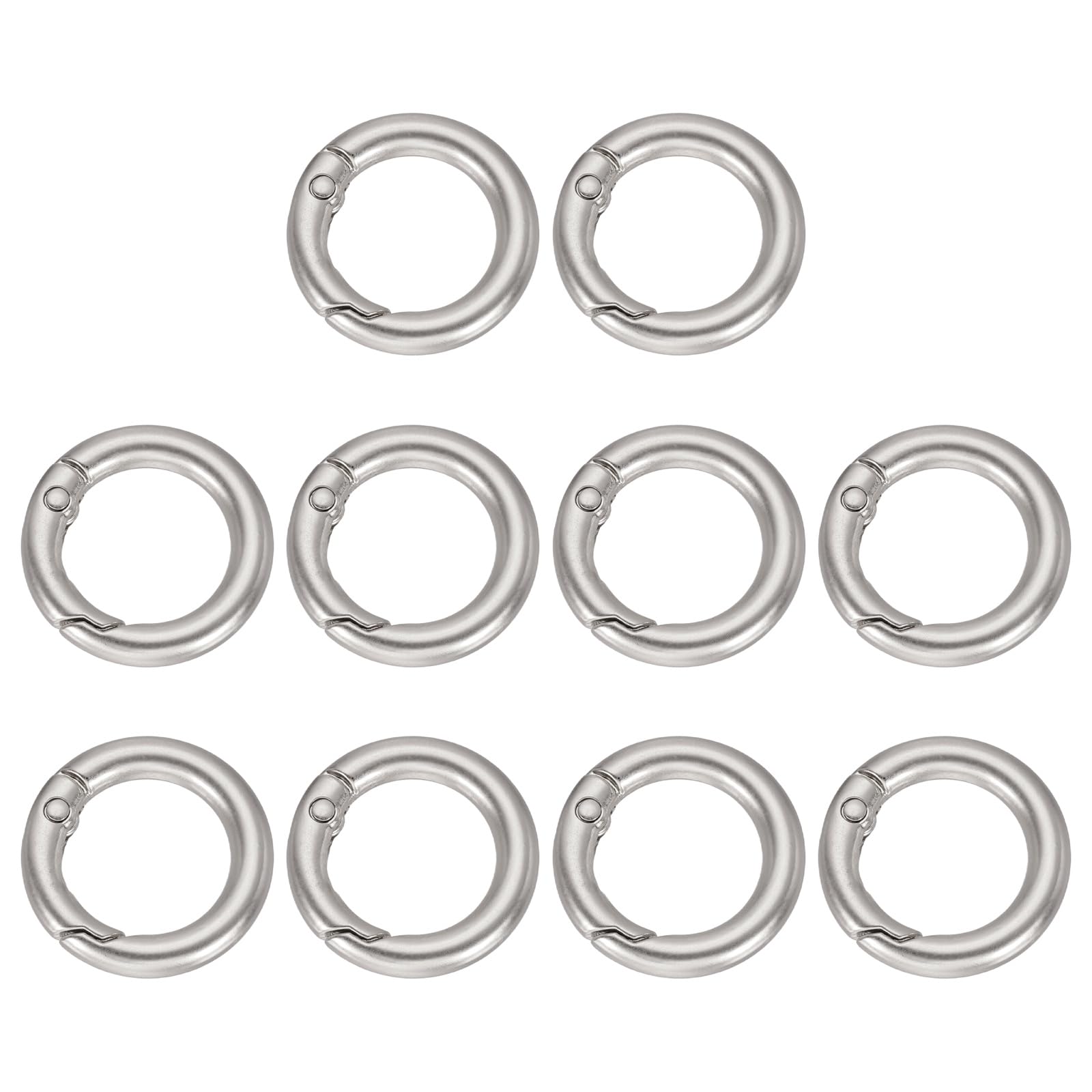 sourcing map 10Pcs Round Spring Snap Hooks, 15.8mm O Rings Buckle Clips Round Keyring Keychain Clip for Bags Purses DIY Chain Extender Accessory, Matte Nickel