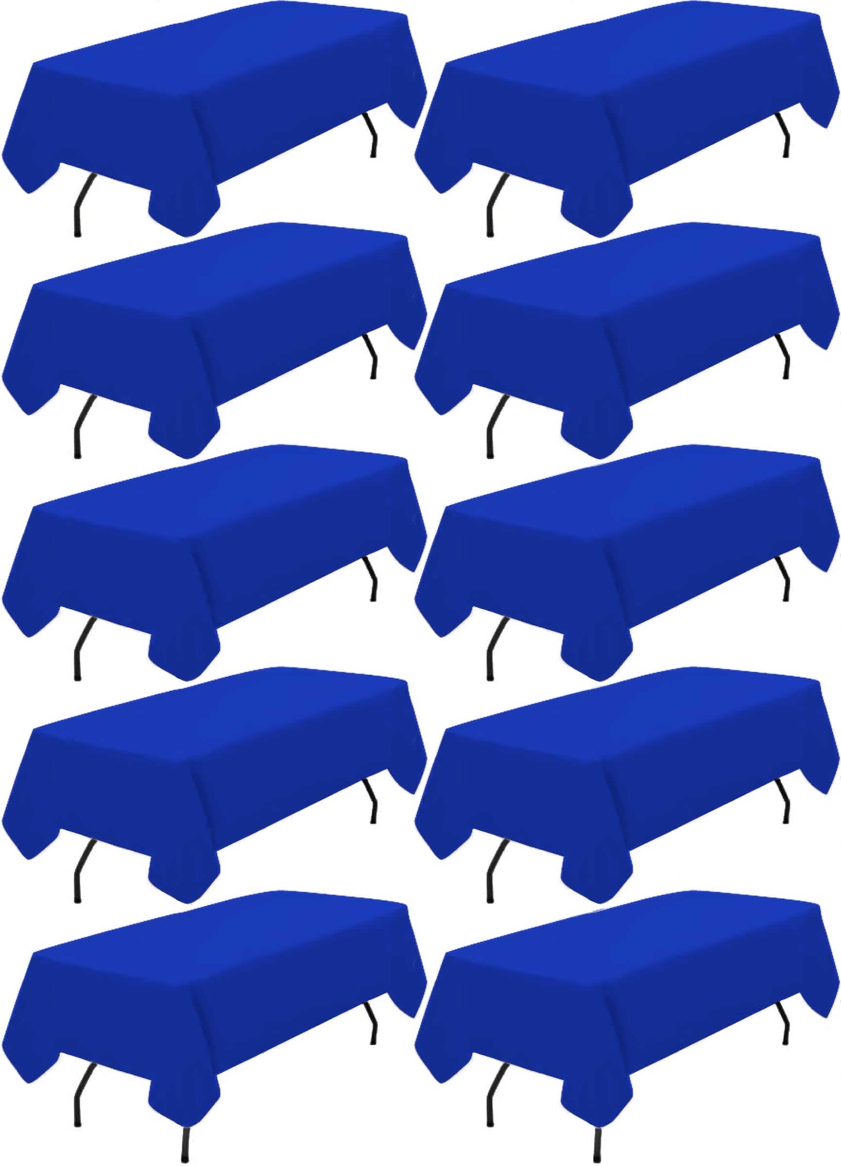 10 Pack Royal Blue Tablecloth 60x102 inch Polyester Fabric Tablecloths for 6 foot Rectangle Tables Wrinkle Resistant Linen Tablecloth Washable Table Covers for Party Wedding Events and Camping