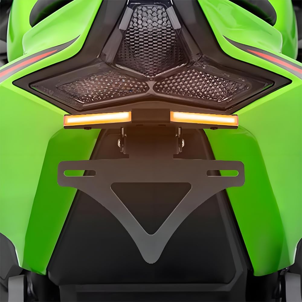 Motorcycle License Plate Holder with LED Light Compatible with KAWASAKI NINJA ZX4R/ZX4RR 2024-2025/ZX-25R 2020-2025 Fender Eliminator License Plate Frame Bracket ZX4R Tail Tidy Fender Eliminator ZX4RR