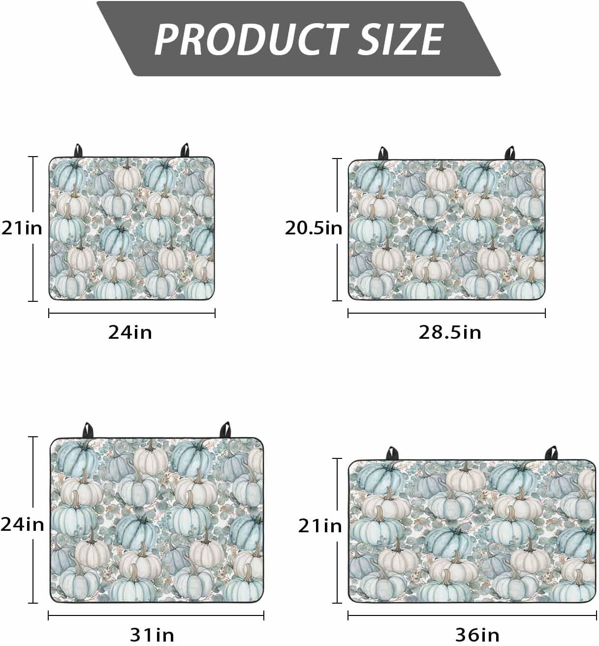 Stove Top Cover for Electric Stove Fall Thanksgiving Watercolor Light-Sky-Blue Pumpkins Eucalyptus Leaves 36" x 21" Heat Resistance Electric Stove Cover Glass Stove Top Protector Counter Protector