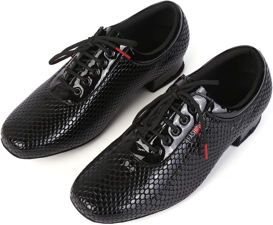 HIPPOSEUS Men's Ballroom Dance Shoes Latin Tango Rumba Social Dance Shoes Low Heel 1"