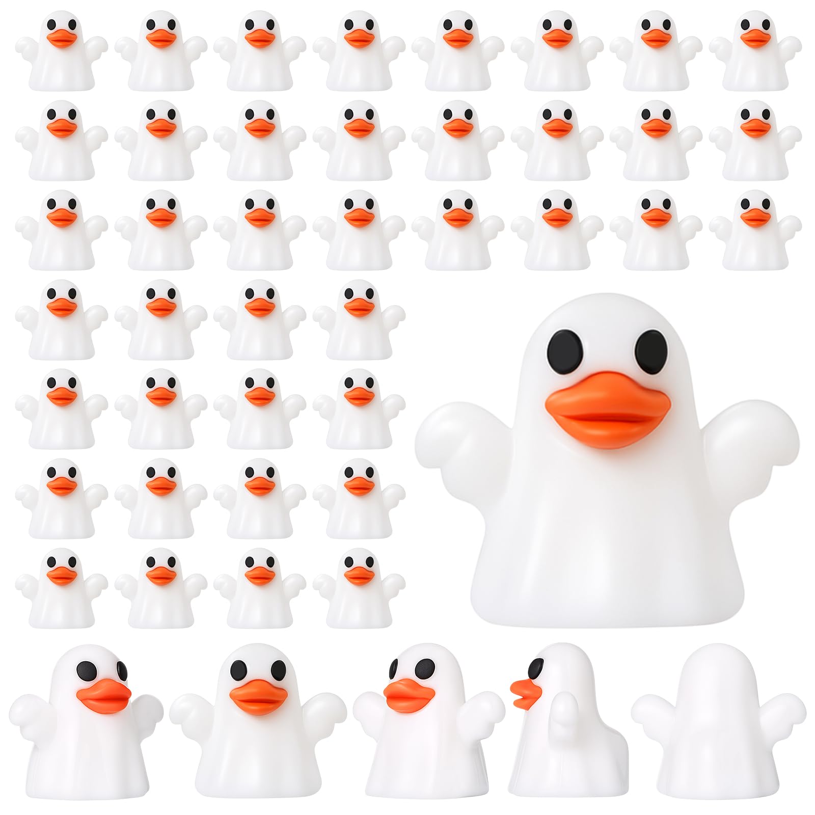 Gejoy 50 Piece Mini Ghost Rubber Ducks, Halloween Party Favors