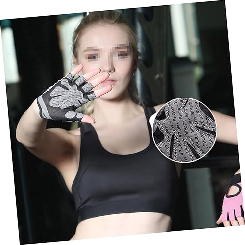 Miniatura 4 de NOLITOY Guantes de medio dedo para levantamiento de pesas para mujer, antideslizantes, de silicona, para entrenamiento, transpirables, absorben el