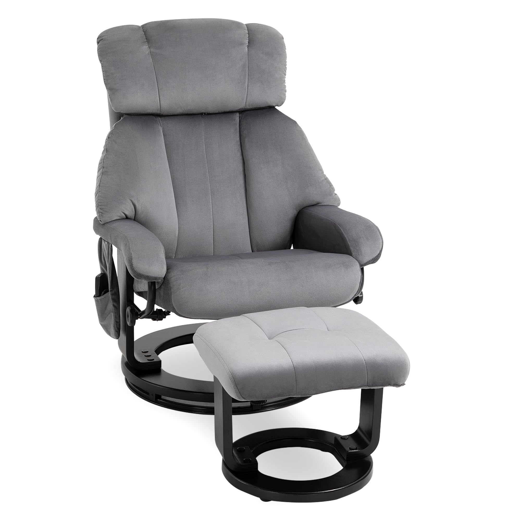 HOMCOM Fauteuil Relax Pouf Massage Vibration inclinable Gris