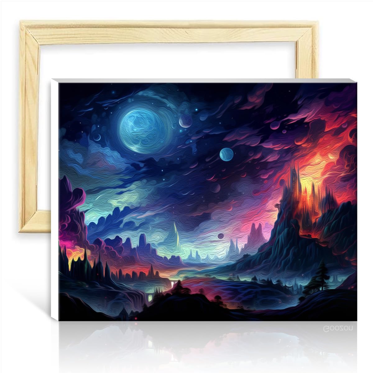 TANGFEIY Paintwork Kit for Wall Decor Imagine Universe DIY Paint by Numbers Acrylic Number with Paintbrushes Picture for Home Decor No Frame(30x40cm)