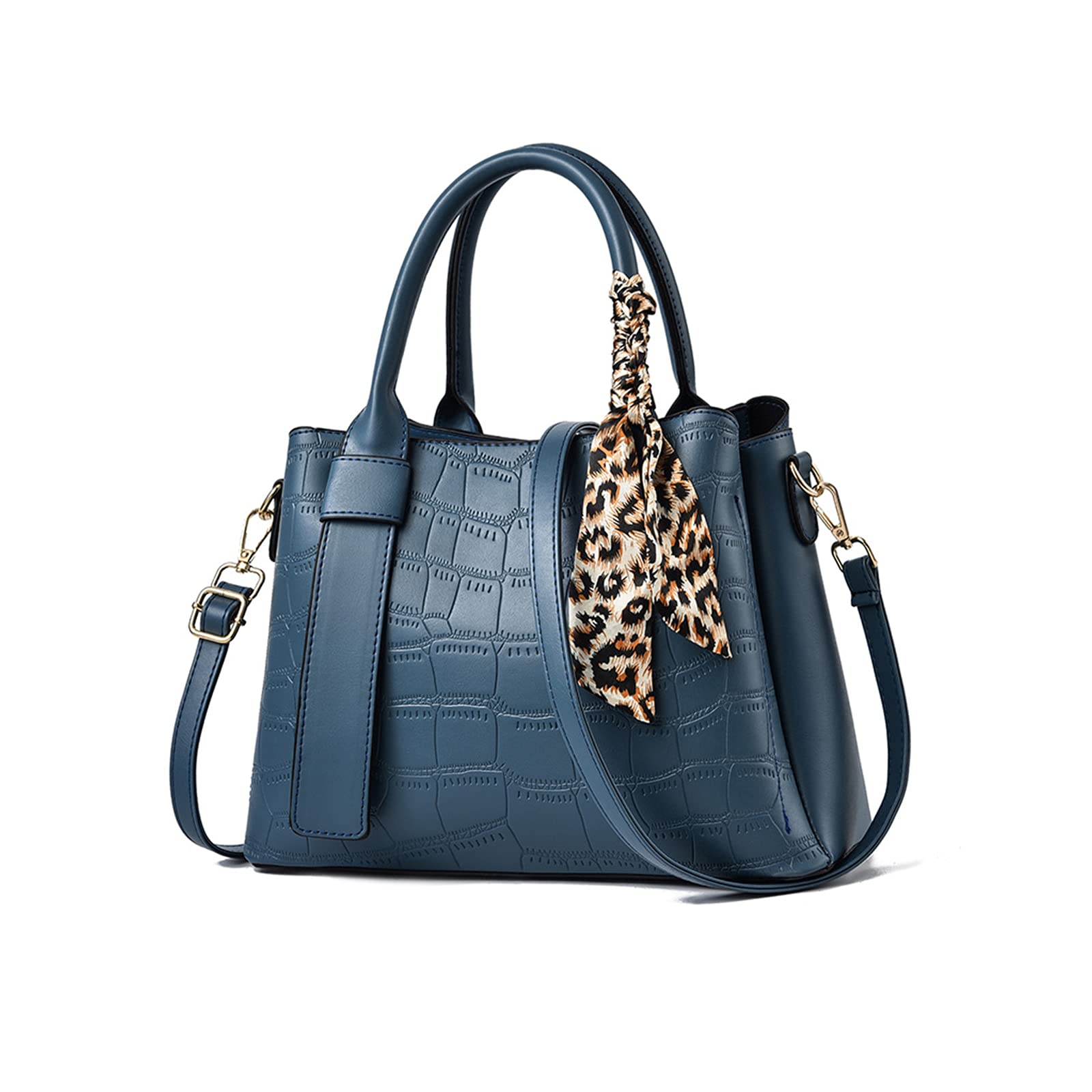NICOLE & DORIS Sac a Main Femme en Cuir Sac Portés Main Pochette Sac Epaule Rétro Sac Fourre Tout Avec Ruban Léopard Sac Bandouliere Mode