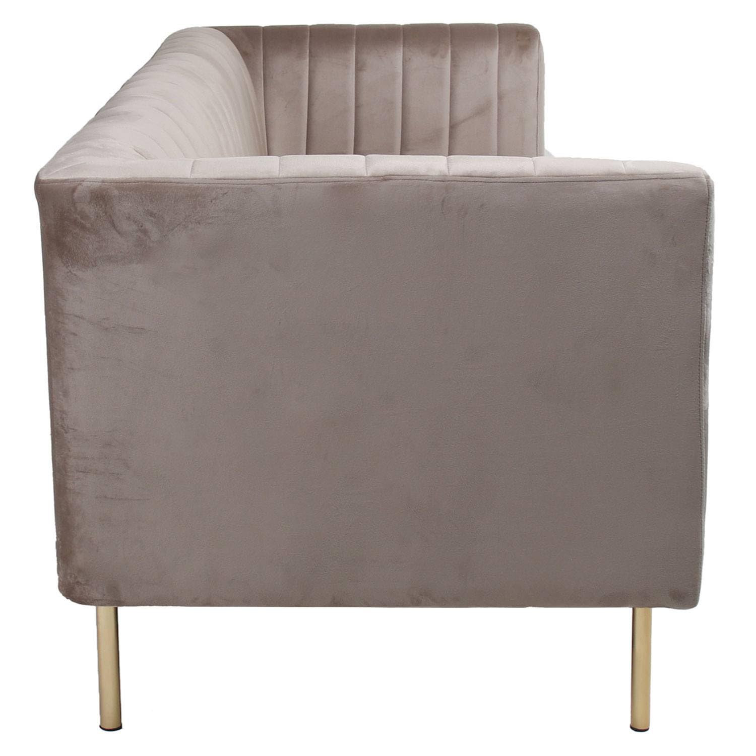 Menzzo Canapé 3 Places Sacramento – Velours Taupe côtelé, Design Moderne à Coutures Verticales, canapé Droit Confortable pour Salon et séjour